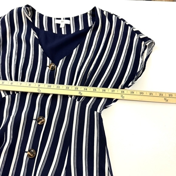 Bp Nordstrom Women’s XXS Button Front Prairie Mini Dress Navy Stripped Nautical - Picture 11 of 14